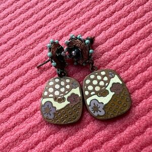 Artistic Dangle Earrings with Floral Design